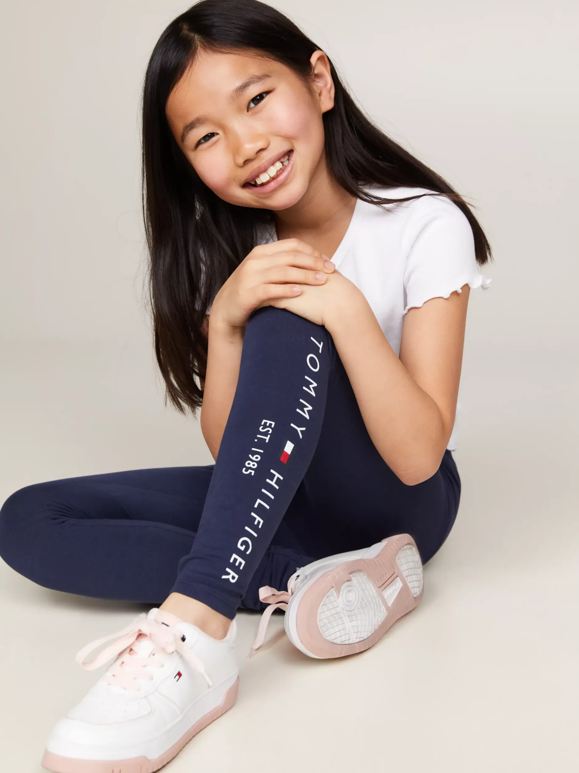 Spodnie, Szorty I Spódnice*Tommy Hilfiger Legginsy Essential Z Logo TWILIGHT NAVY