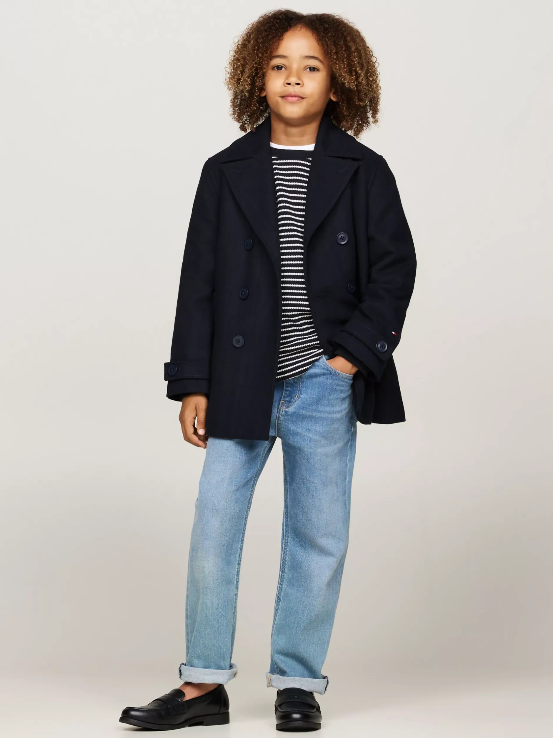 Kurtki*Tommy Hilfiger Lekka Dwurzędowa Kurtka Marynarska Z Wełną DESERT SKY