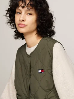Kurtki & Płaszcze*Tommy Hilfiger Lekka Kamizelka Z Falowanym Pikowaniem FATIGUE GREEN