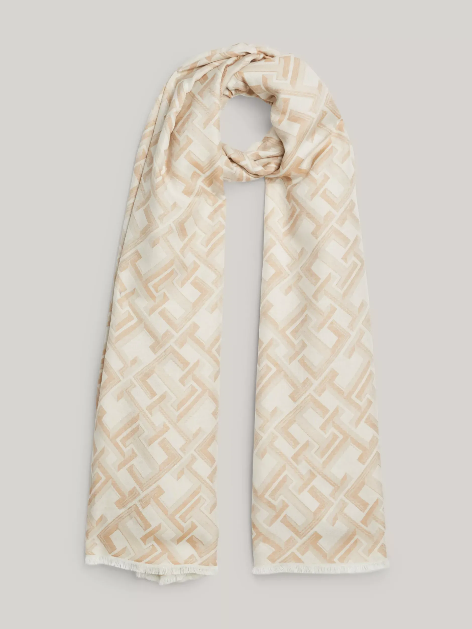 Szaliki|Szaliki*Tommy Hilfiger Lekki żakardowy Szal Z Monogramem TH CLASSIC BEIGE