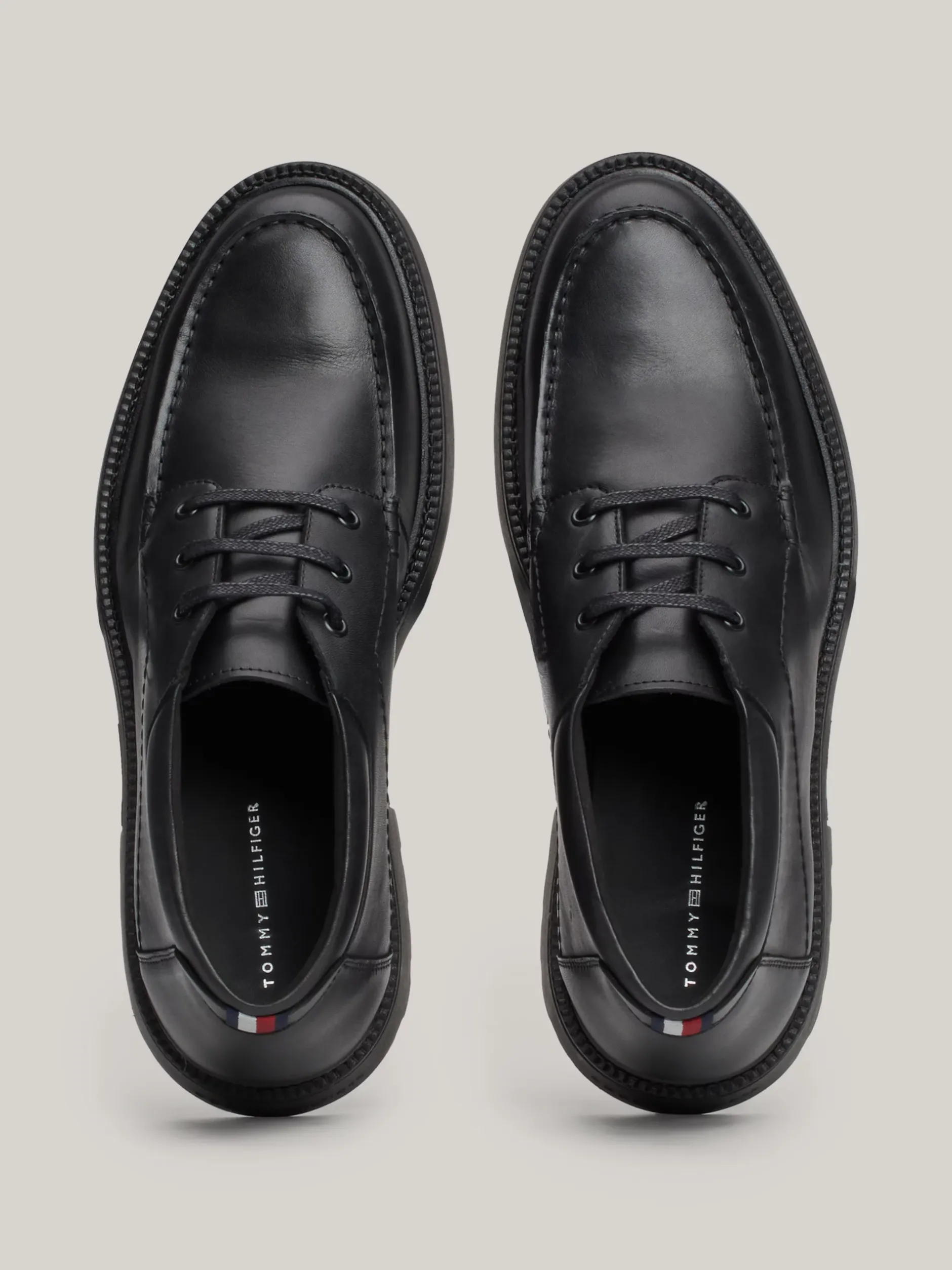 Buty Sznurowane|Buty*Tommy Hilfiger Lekkie Skórzane Botki BLACK