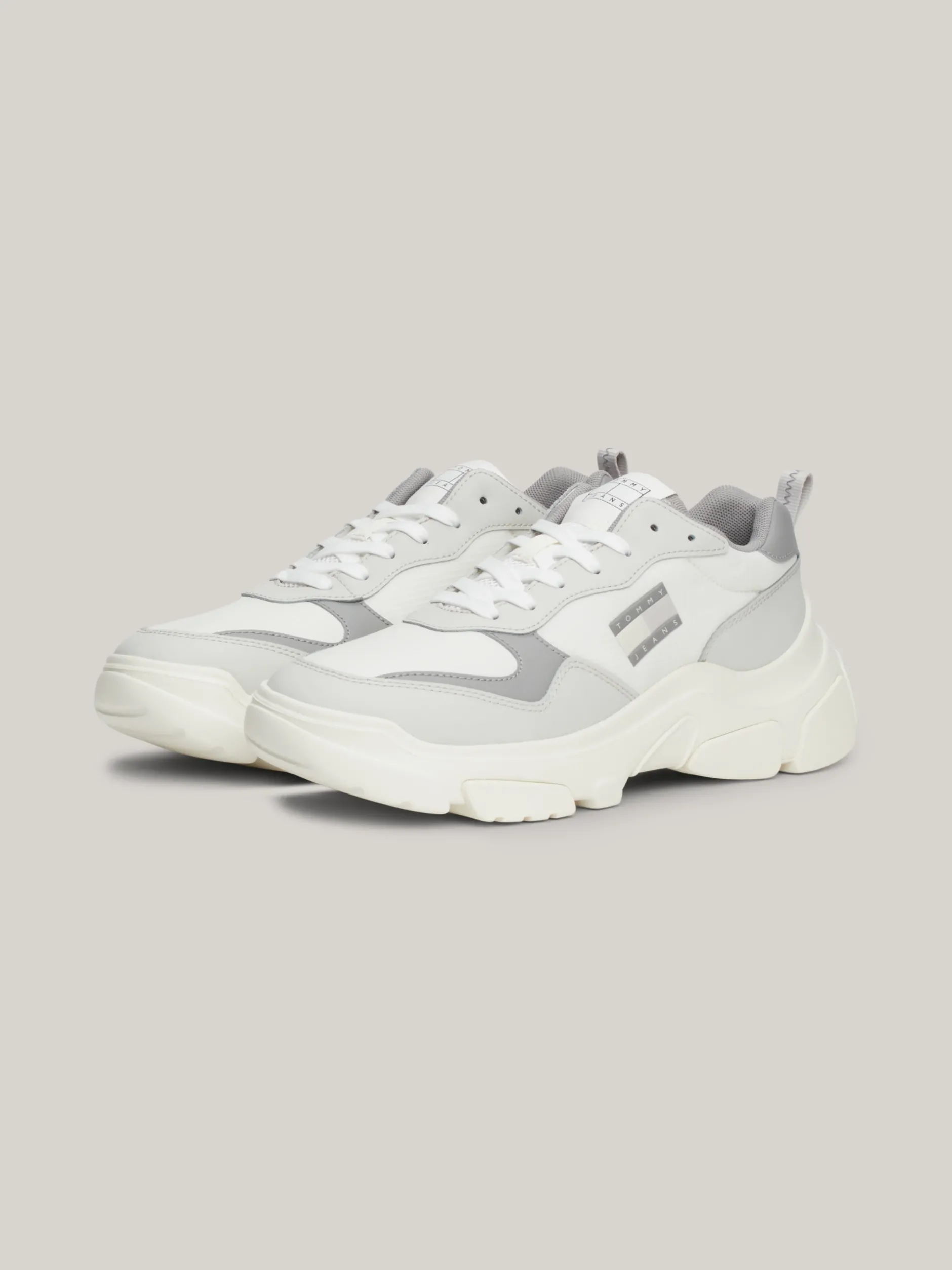 Sneakersy*Tommy Hilfiger Lekkie Skórzane Buty Na Grubej Podeszwie STRATUS GREY