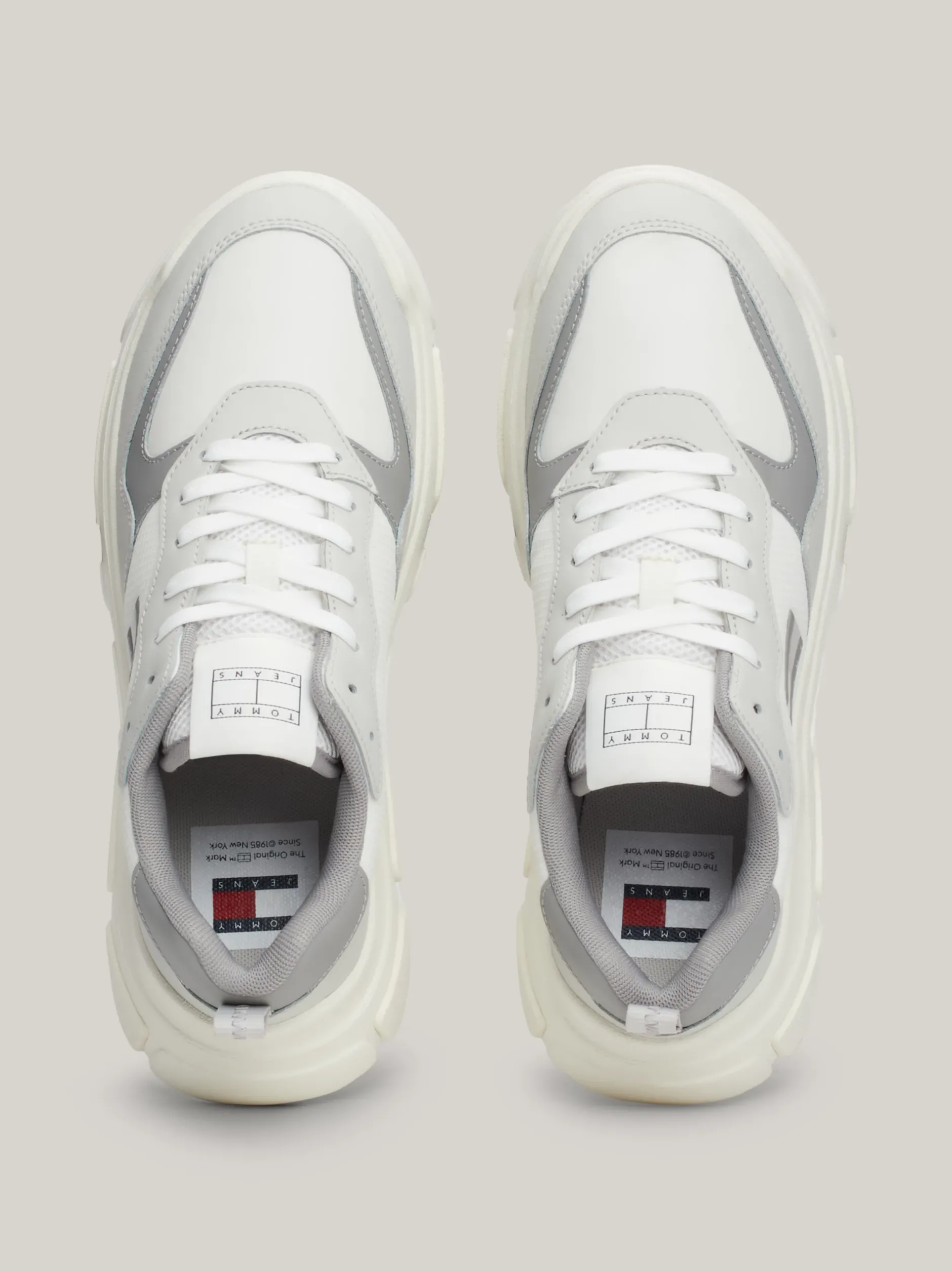 Sneakersy*Tommy Hilfiger Lekkie Skórzane Buty Na Grubej Podeszwie STRATUS GREY