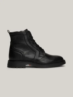 Buty Sznurowane|Buty*Tommy Hilfiger Lekkie Skórzane Buty Nad Kostkę BLACK