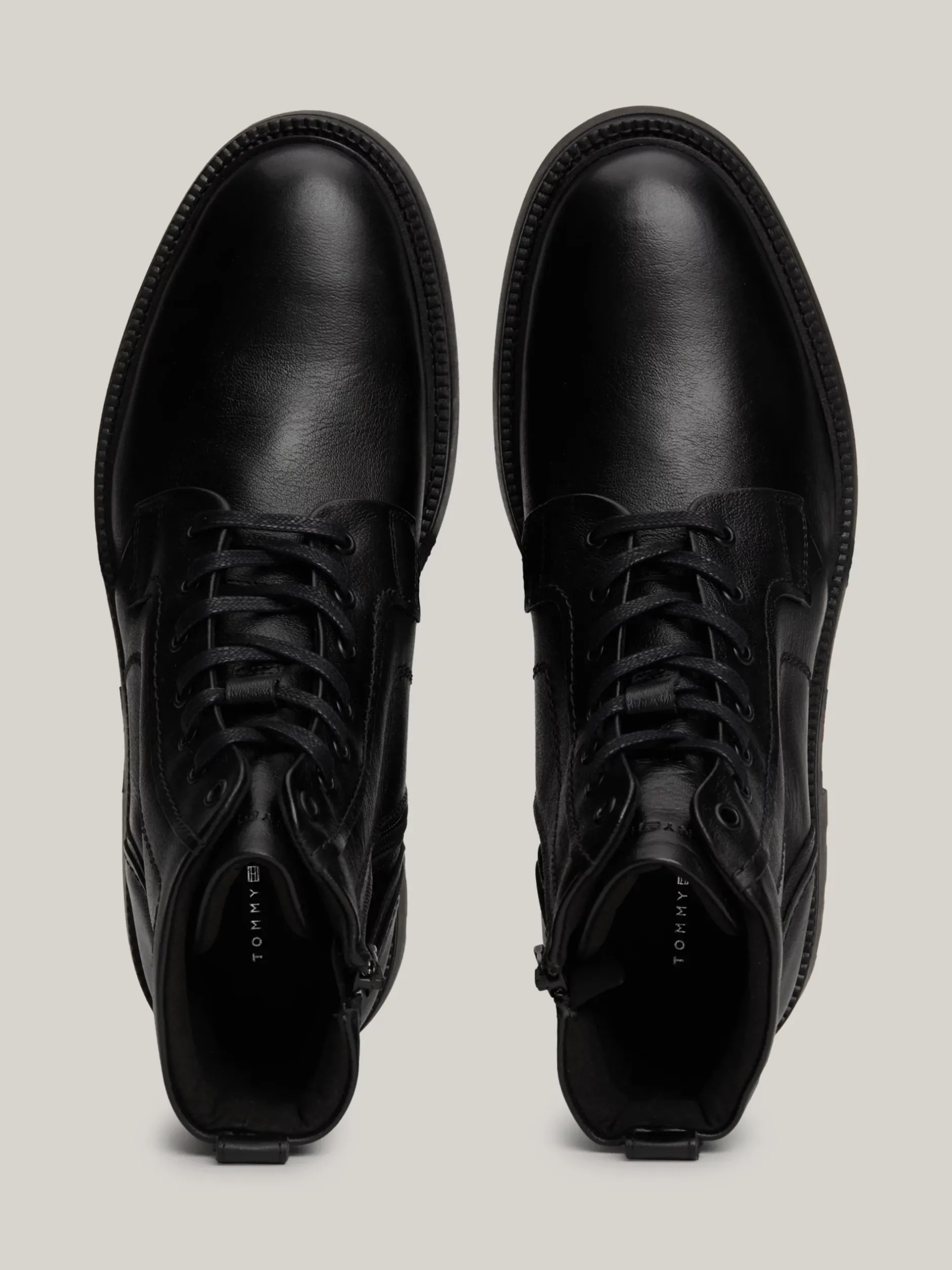 Buty Sznurowane|Buty*Tommy Hilfiger Lekkie Skórzane Buty Nad Kostkę BLACK