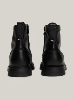 Buty Sznurowane|Buty*Tommy Hilfiger Lekkie Skórzane Buty Nad Kostkę BLACK