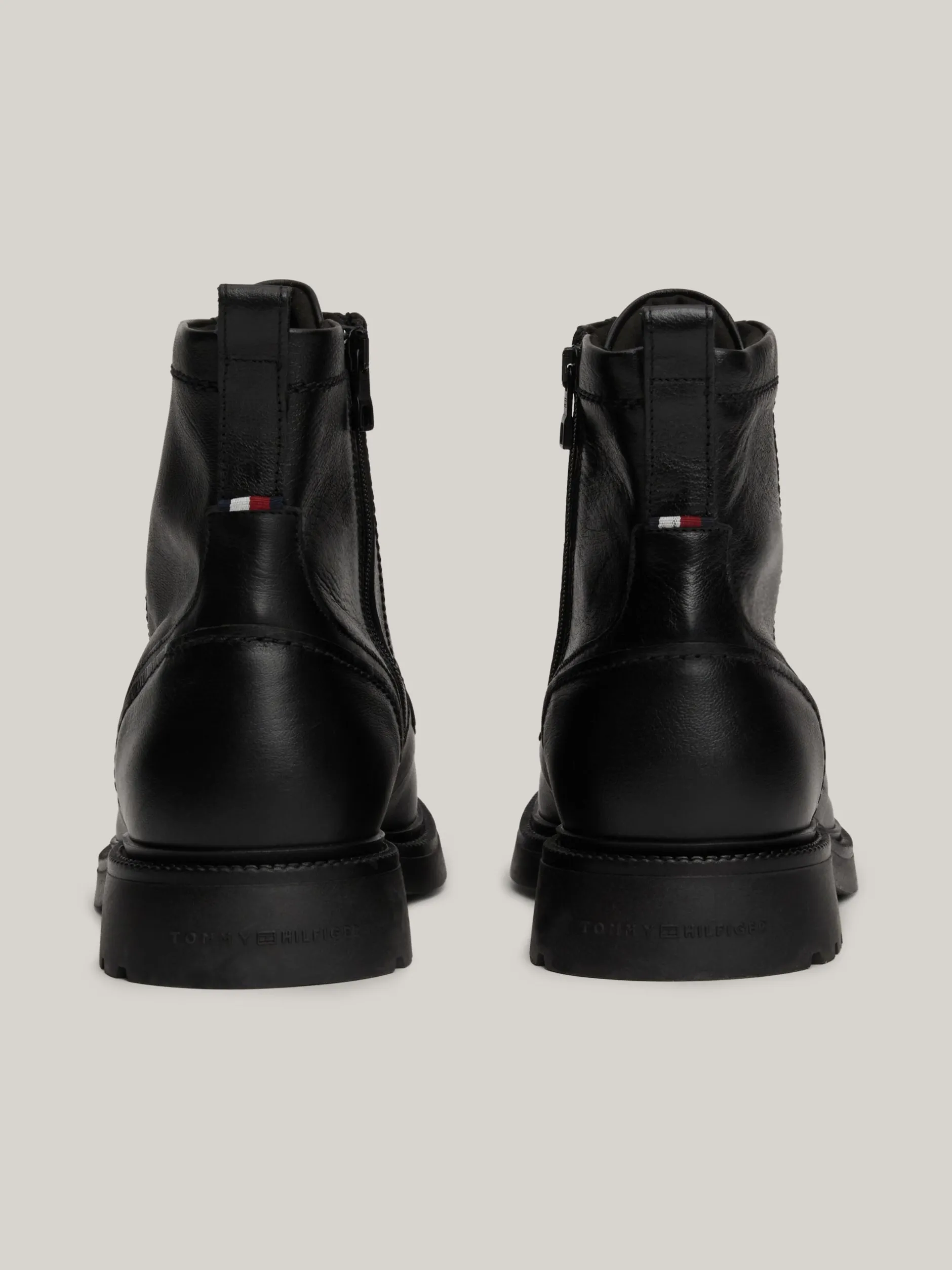 Buty Sznurowane|Buty*Tommy Hilfiger Lekkie Skórzane Buty Nad Kostkę BLACK
