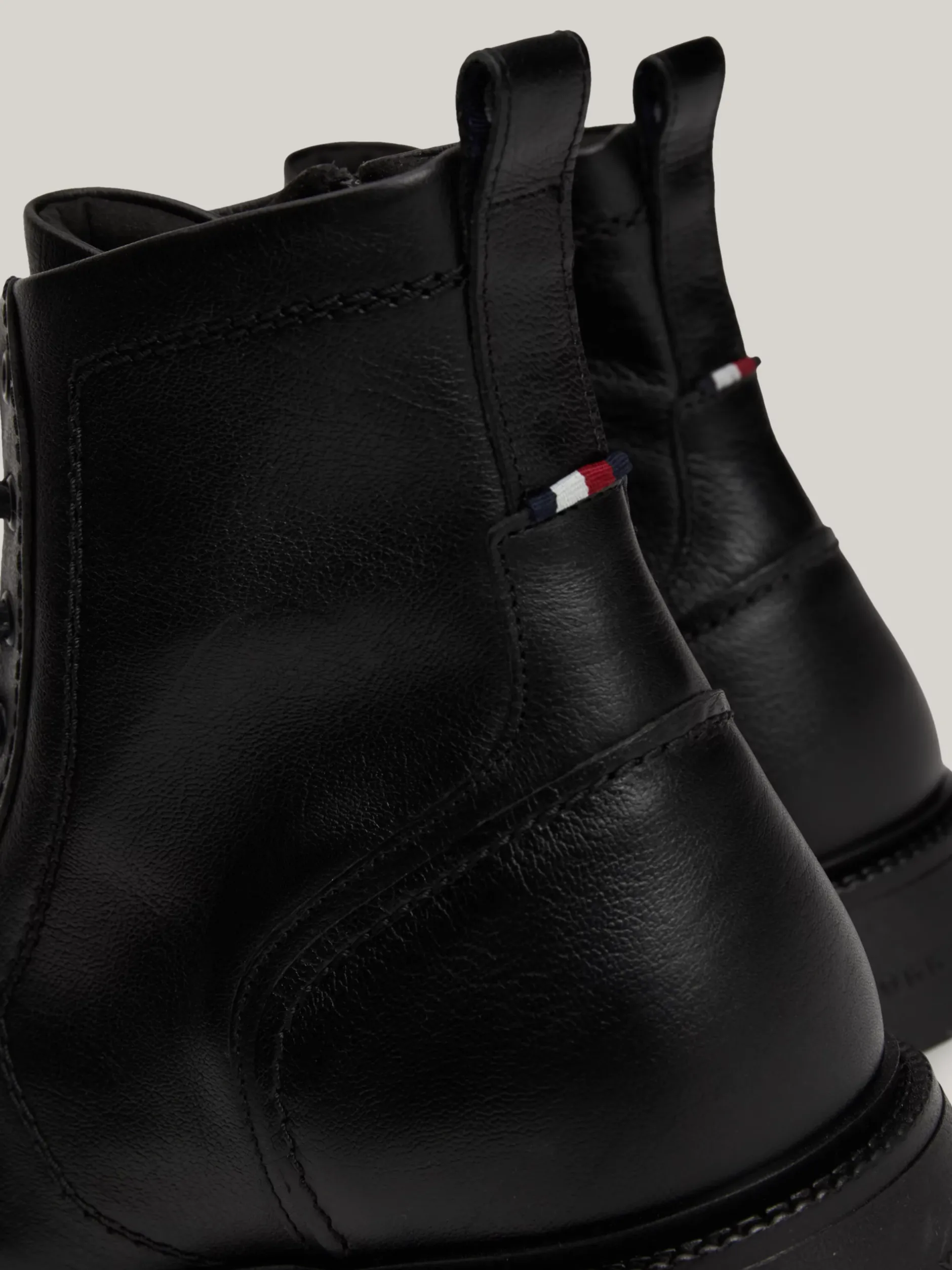 Buty Sznurowane|Buty*Tommy Hilfiger Lekkie Skórzane Buty Nad Kostkę BLACK