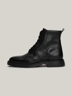 Buty Sznurowane|Buty*Tommy Hilfiger Lekkie Skórzane Buty Nad Kostkę BLACK
