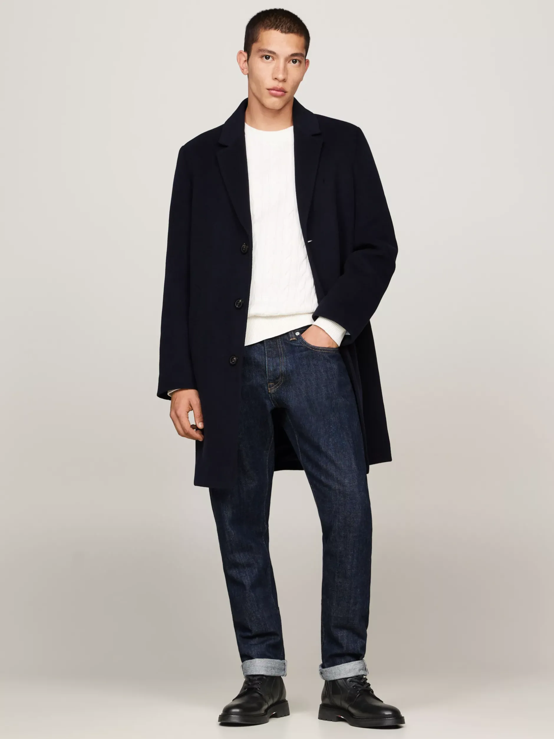 Buty Sznurowane|Buty*Tommy Hilfiger Lekkie Skórzane Buty Nad Kostkę BLACK