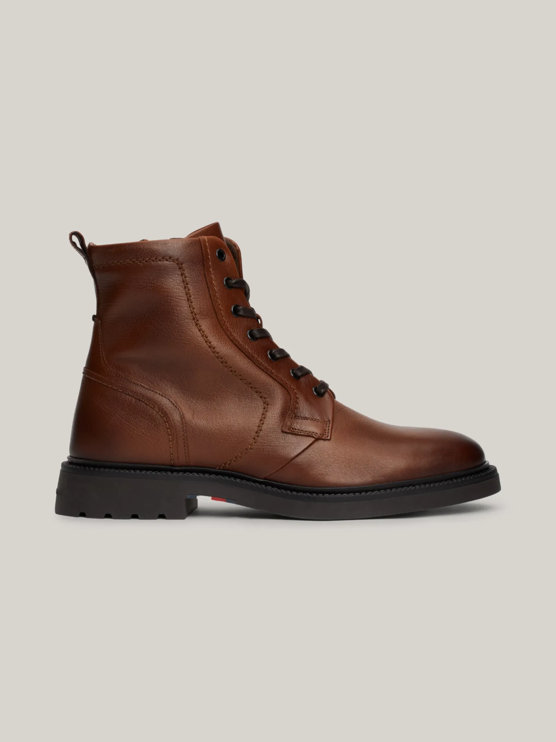 Buty Sznurowane|Buty*Tommy Hilfiger Lekkie Skórzane Buty Nad Kostkę WINTER COGNAC