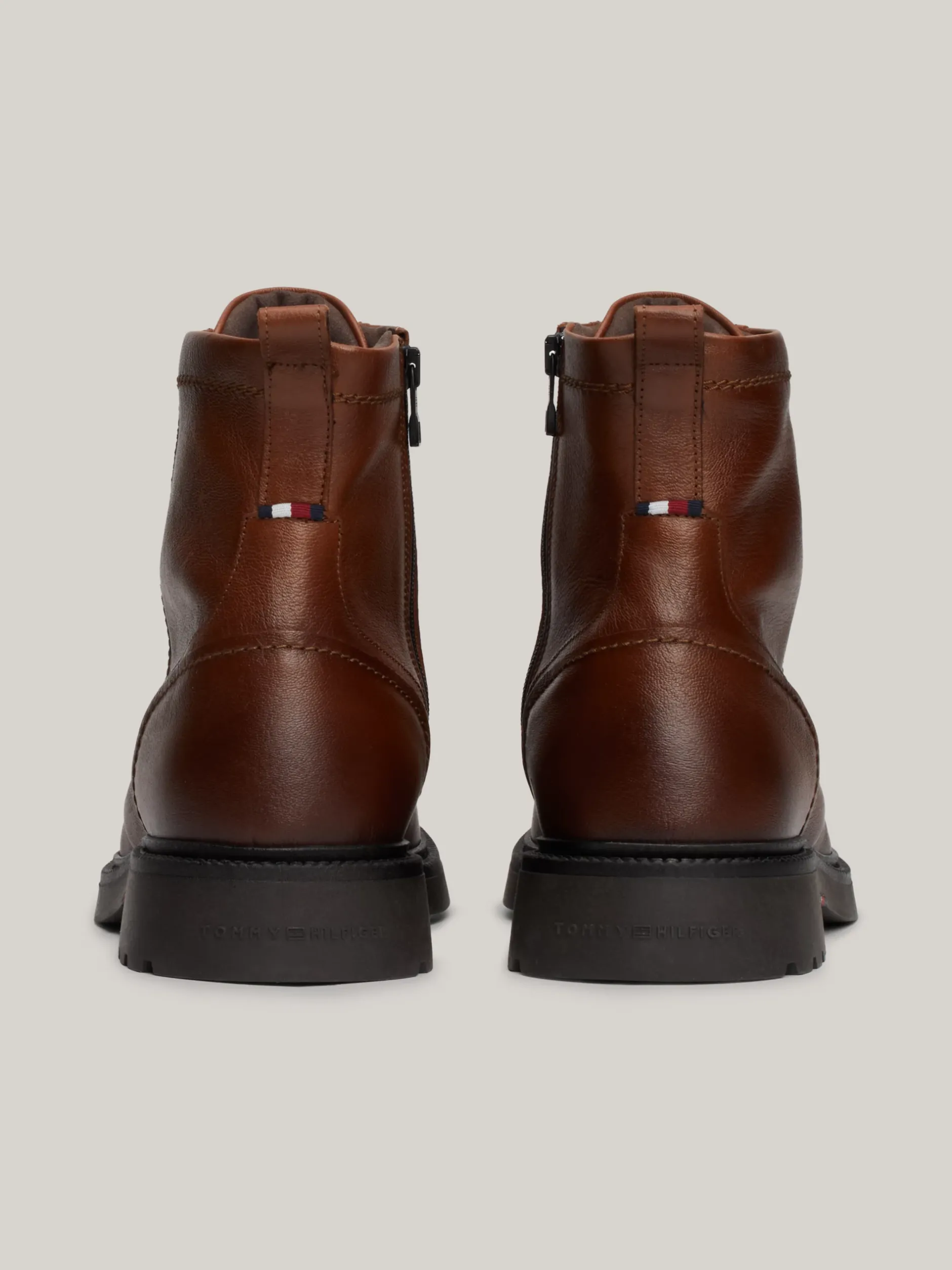 Buty Sznurowane|Buty*Tommy Hilfiger Lekkie Skórzane Buty Nad Kostkę WINTER COGNAC