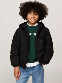 Kurtki*Tommy Hilfiger Lekko Ocieplana Kurtka Z Materiału Rip-stop BLACK