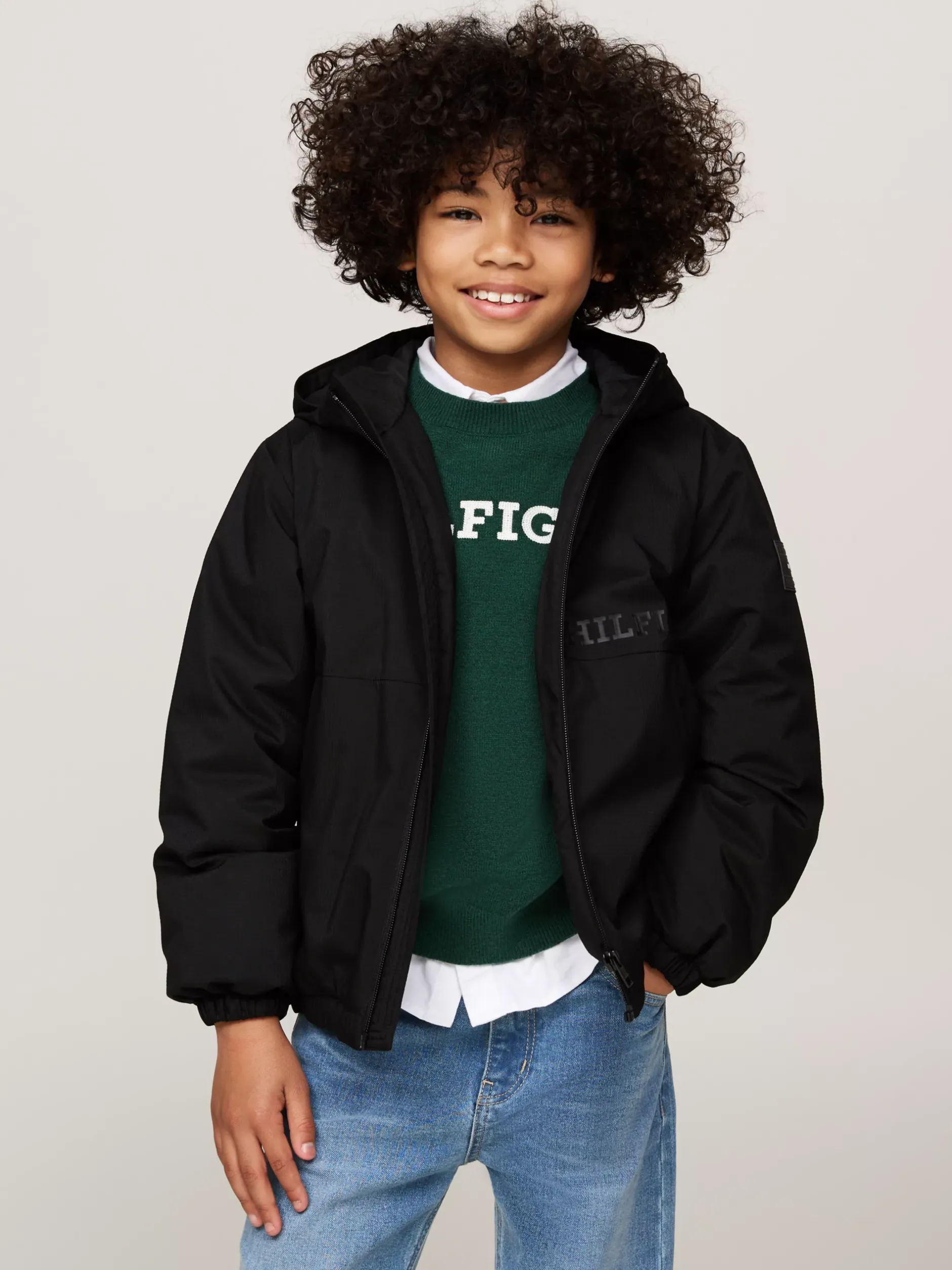 Kurtki*Tommy Hilfiger Lekko Ocieplana Kurtka Z Materiału Rip-stop BLACK