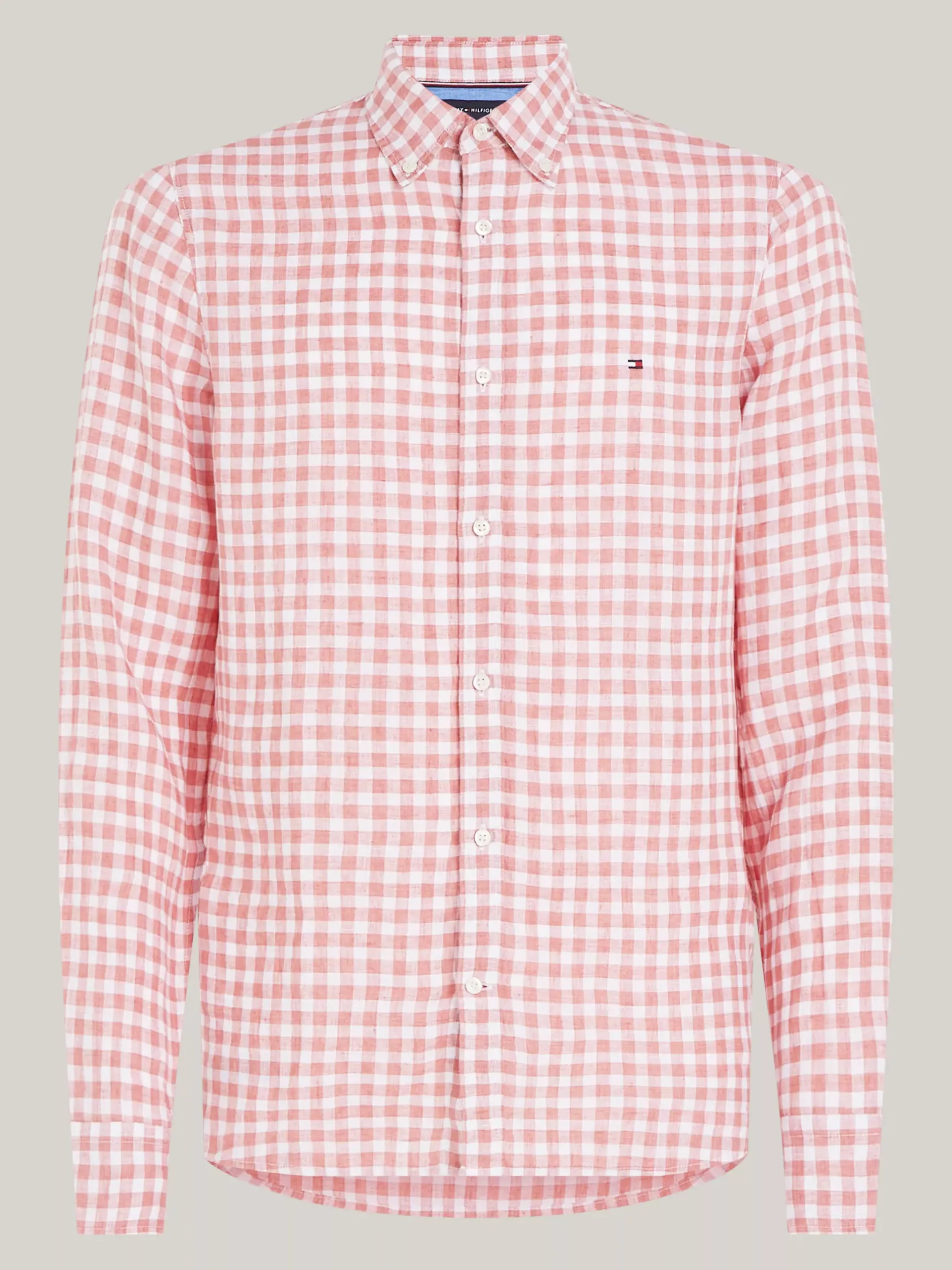 Koszule*Tommy Hilfiger Lniana Koszula We Wzór W Kratę Vichy TEABERRY BLOSSOM / OPTIC WHITE