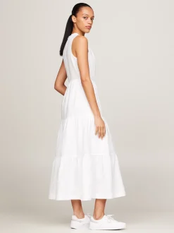 Sukienki*Tommy Hilfiger Lniana Sukienka Maxi TH OPTIC WHITE