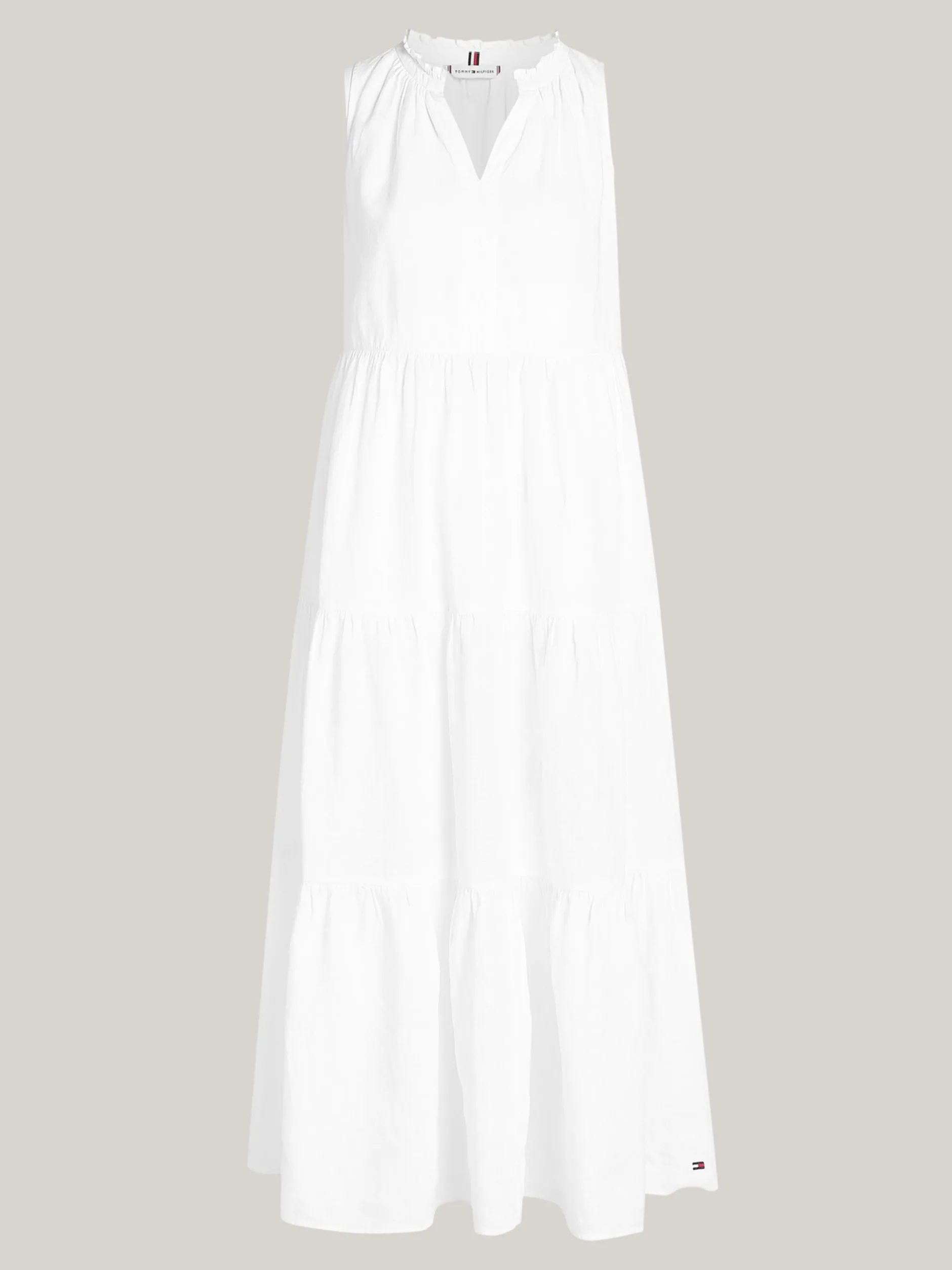 Sukienki*Tommy Hilfiger Lniana Sukienka Maxi TH OPTIC WHITE