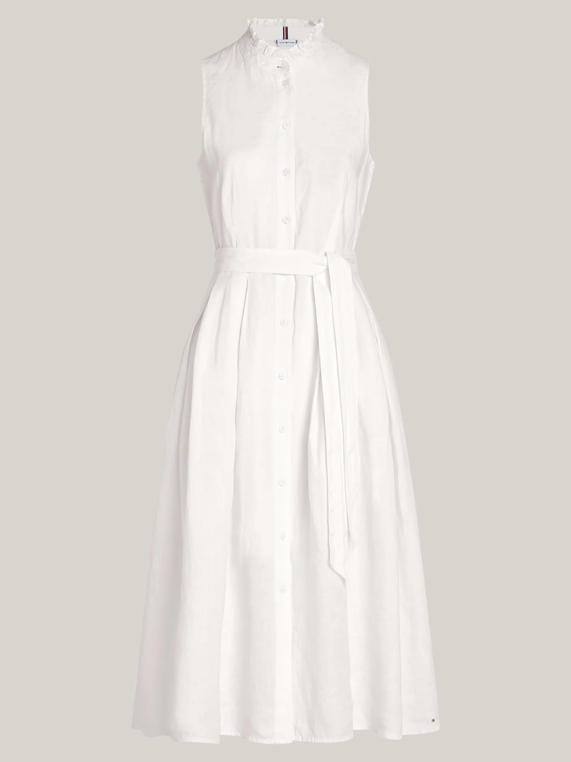 Sukienki*Tommy Hilfiger Lniana Sukienka Maxi TH OPTIC WHITE
