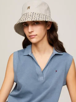 Czapki I Szaliki*Tommy Hilfiger Lniany Kapelusz Rybacki Z Monogramem TH CALICO