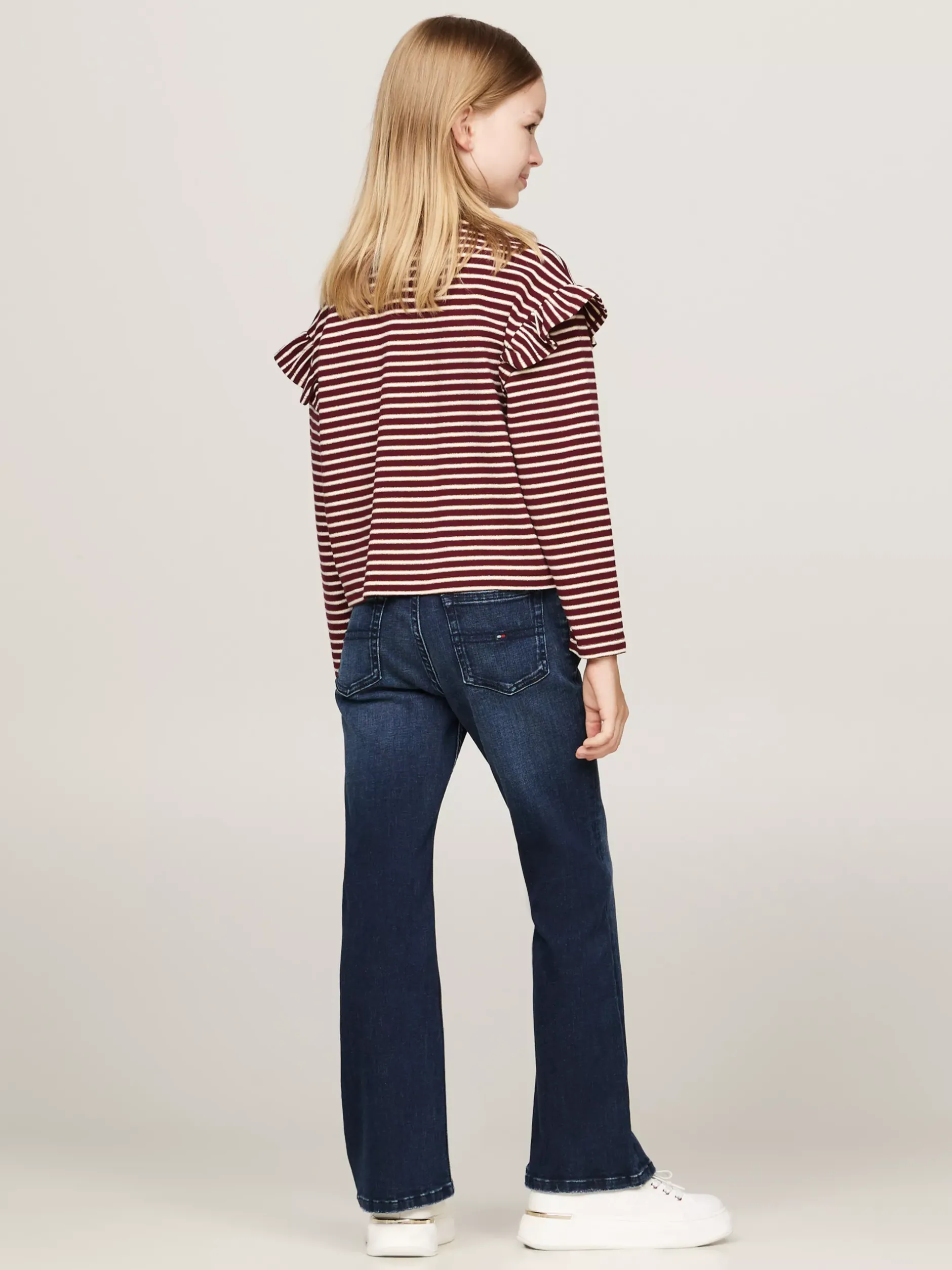 Topy I T-Shirty*Tommy Hilfiger Longsleeve O Luźnym Kroju DEEP ROUGE STRIPE