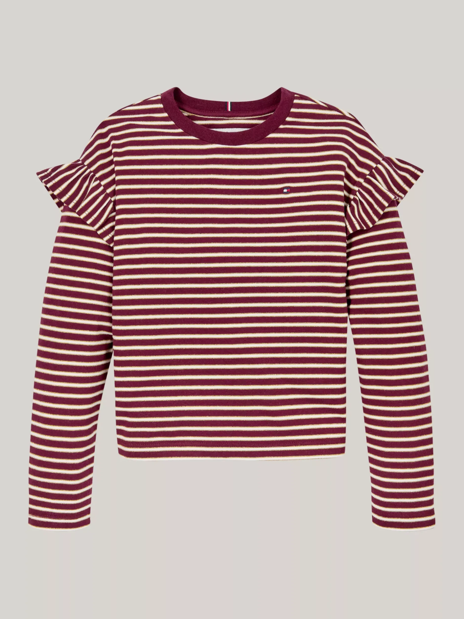 Topy I T-Shirty*Tommy Hilfiger Longsleeve O Luźnym Kroju DEEP ROUGE STRIPE