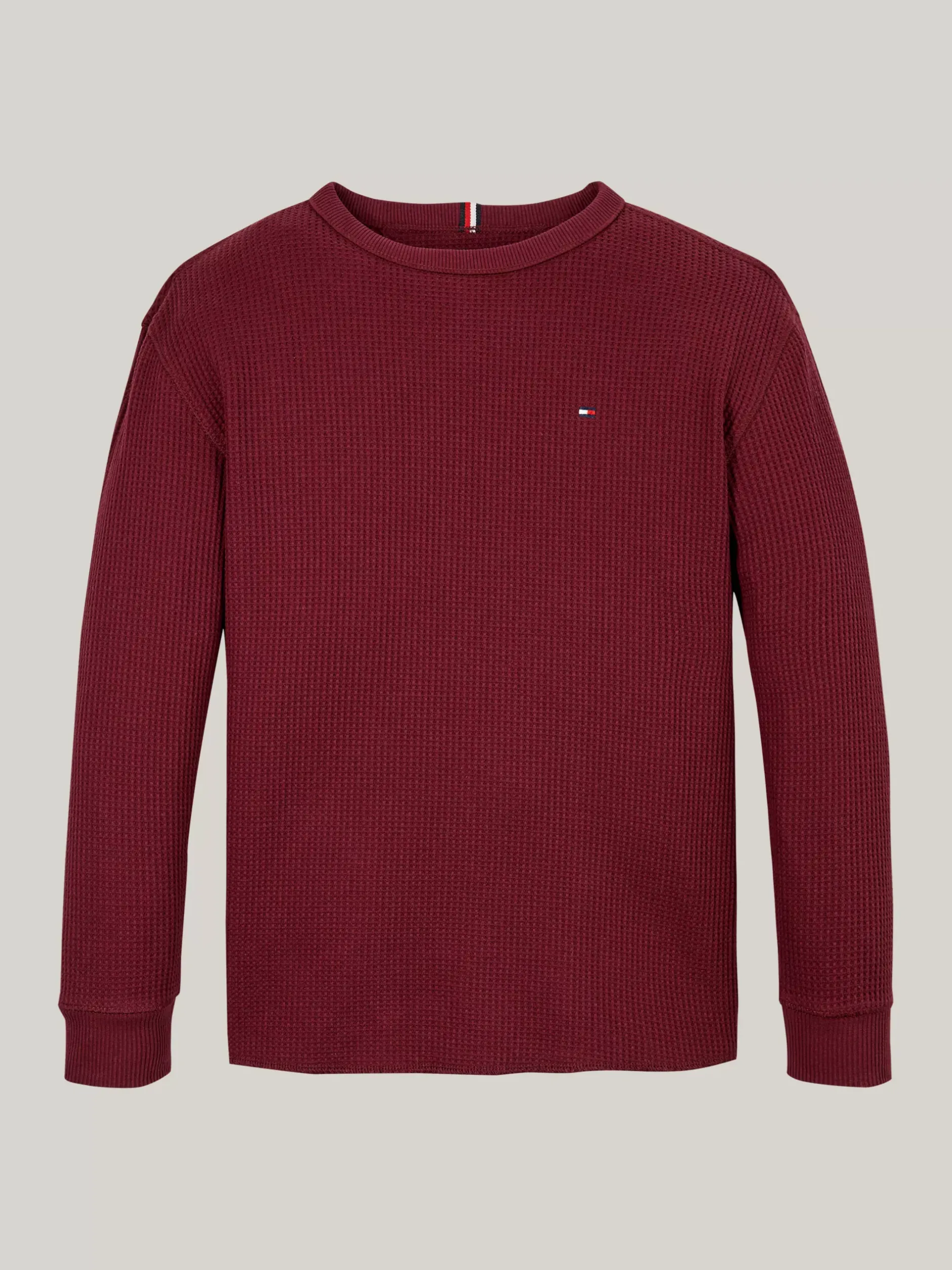 T-Shirty I Koszulki Polo*Tommy Hilfiger Longsleeve O Waflowym Splocie DEEP ROUGE