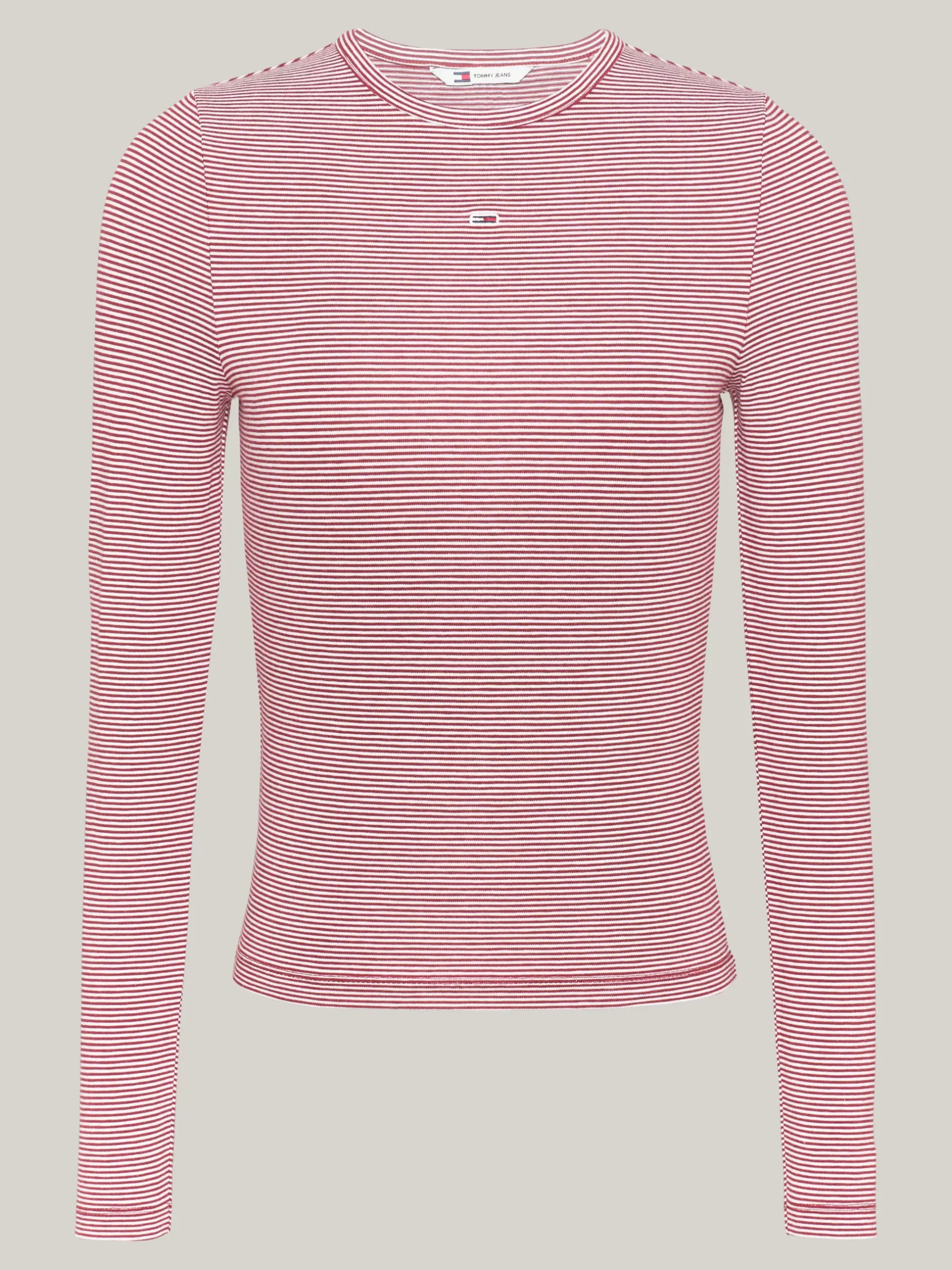 T-Shirty*Tommy Hilfiger Longsleeve O Wąskim Kroju W Paski REGATTA RED / STRIPE