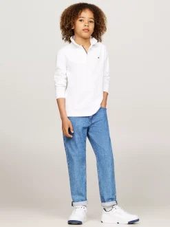 T-Shirty I Koszulki Polo*Tommy Hilfiger Longsleeve Polo Essential O Regularnym Kroju WHITE