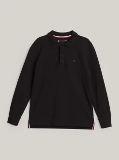T-Shirty I Koszulki Polo*Tommy Hilfiger Longsleeve Polo Z Flagą Hilfiger BLACK