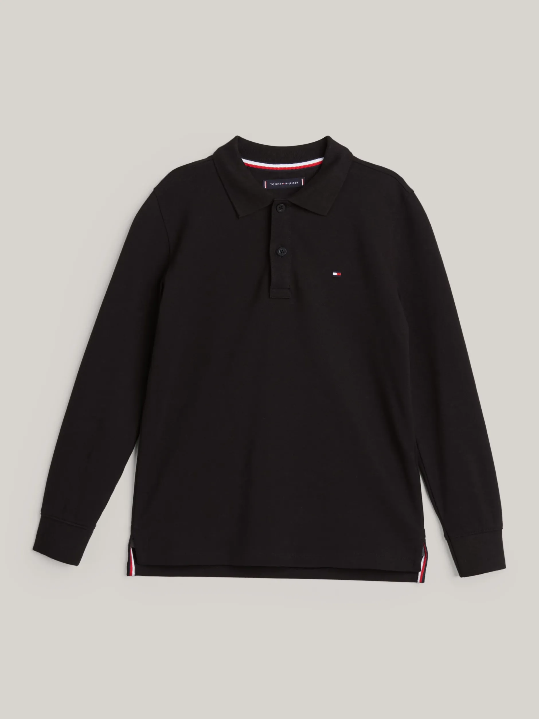 T-Shirty I Koszulki Polo*Tommy Hilfiger Longsleeve Polo Z Flagą Hilfiger BLACK