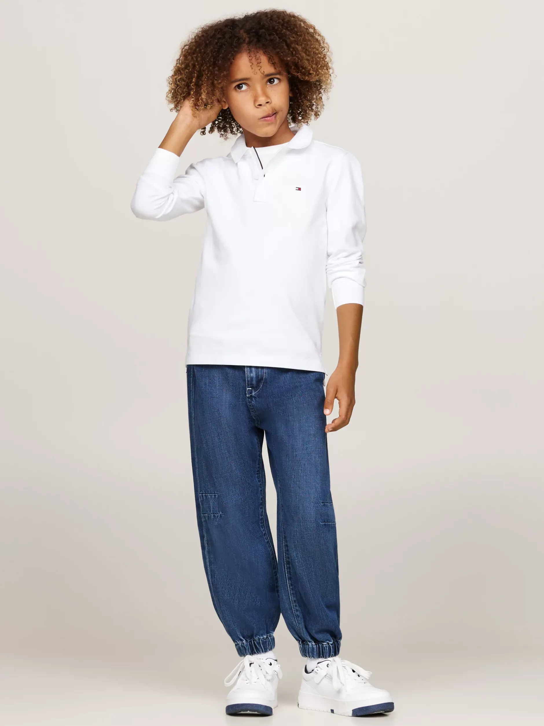 T-Shirty I Koszulki Polo*Tommy Hilfiger Longsleeve Polo Z Flagą Hilfiger WHITE