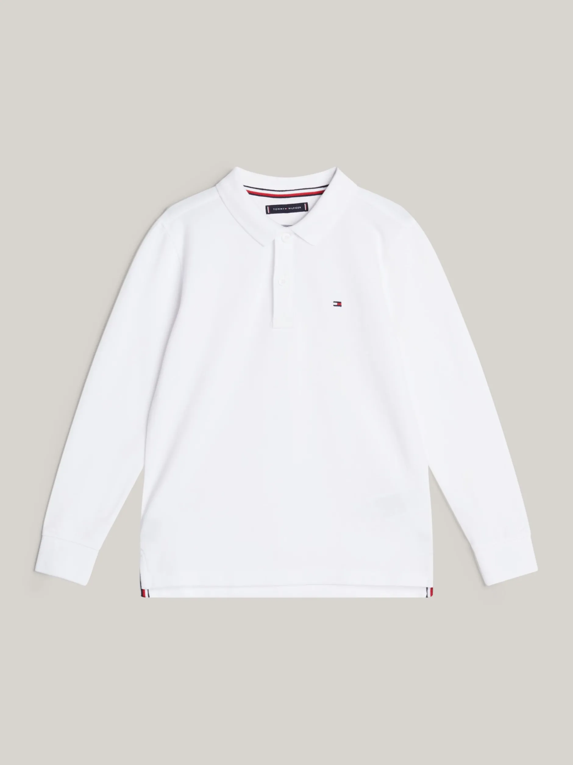 T-Shirty I Koszulki Polo*Tommy Hilfiger Longsleeve Polo Z Flagą Hilfiger WHITE