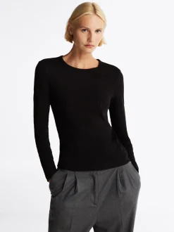 T-Shirty*Tommy Hilfiger Longsleeve We Wzór Pointelle BLACK