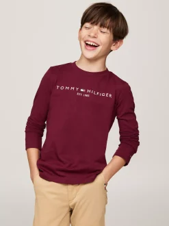 Topy I T-Shirty|T-Shirty I Koszulki Polo*Tommy Hilfiger Longsleeve Z Logo DEEP ROUGE