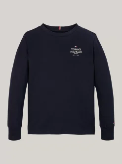 T-Shirty I Koszulki Polo*Tommy Hilfiger Longsleeve Z Logo Hilfiger DESERT SKY