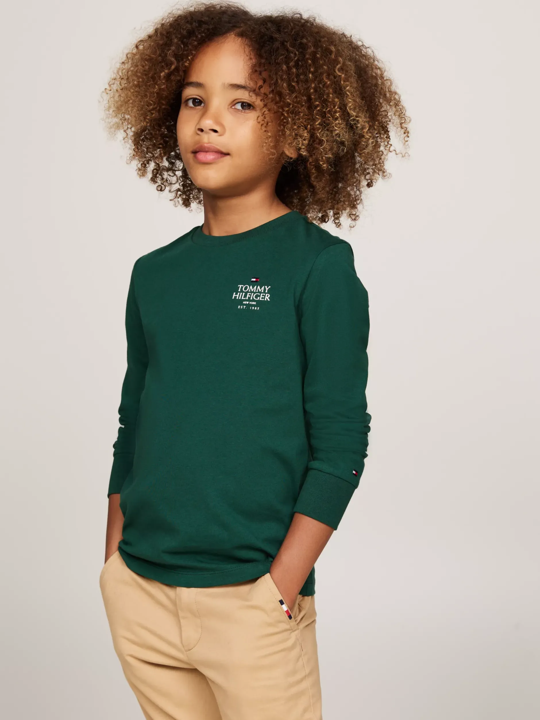 T-Shirty I Koszulki Polo*Tommy Hilfiger Longsleeve Z Logo Hilfiger ORNAMENTAL GREEN