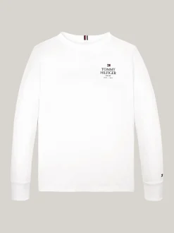 T-Shirty I Koszulki Polo*Tommy Hilfiger Longsleeve Z Logo Hilfiger WHITE
