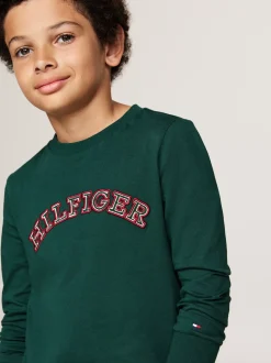 T-Shirty I Koszulki Polo*Tommy Hilfiger Longsleeve Z Logo Hilfiger Monotype ORNAMENTAL GREEN