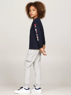 T-Shirty I Koszulki Polo*Tommy Hilfiger Longsleeve Z Logo Z Flagą DESERT SKY