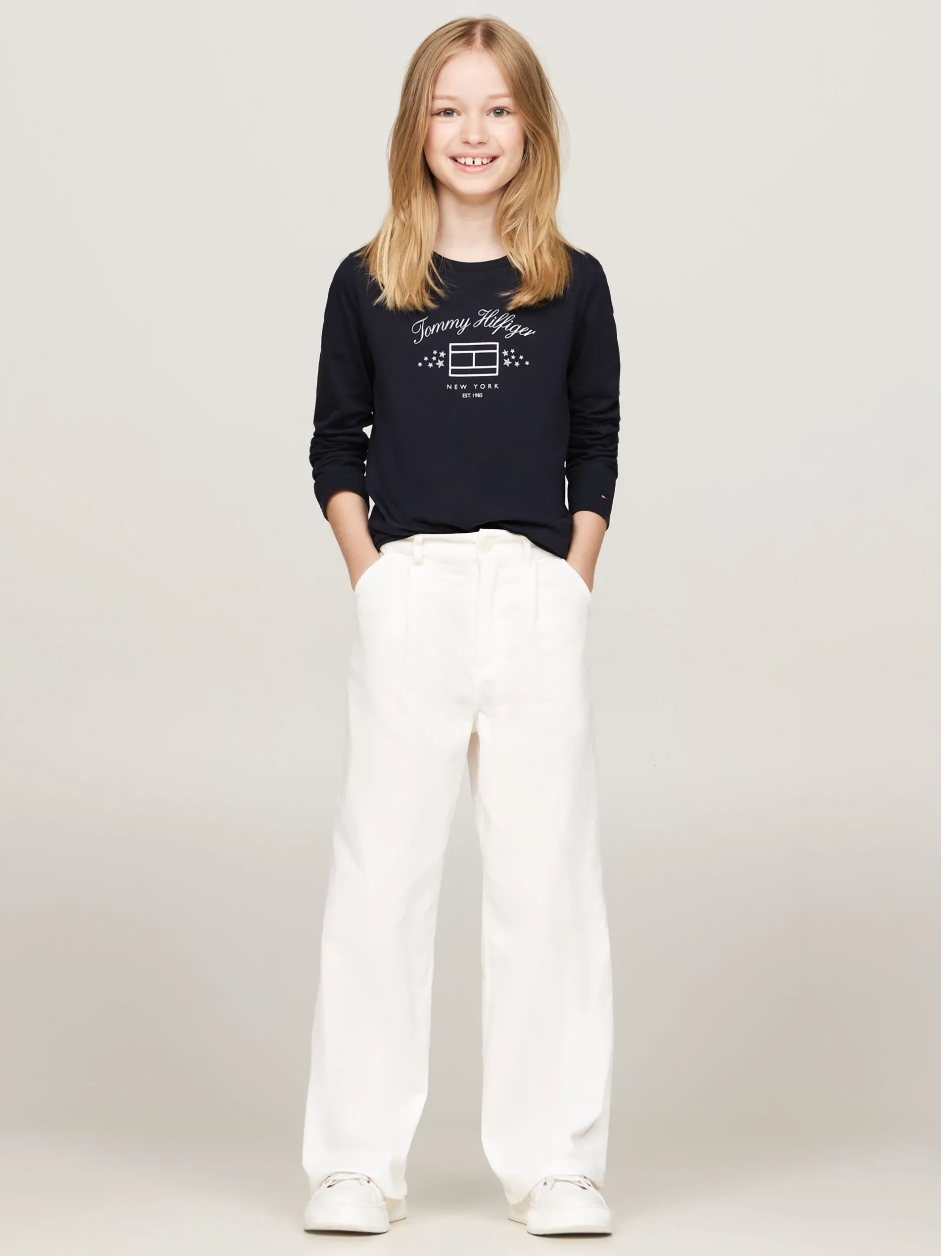 Topy I T-Shirty*Tommy Hilfiger Longsleeve Z Nadrukiem Flagi DESERT SKY