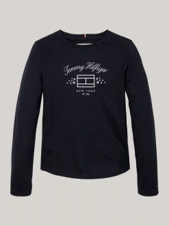 Topy I T-Shirty*Tommy Hilfiger Longsleeve Z Nadrukiem Flagi DESERT SKY