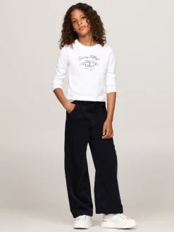 Topy I T-Shirty*Tommy Hilfiger Longsleeve Z Nadrukiem Flagi WHITE