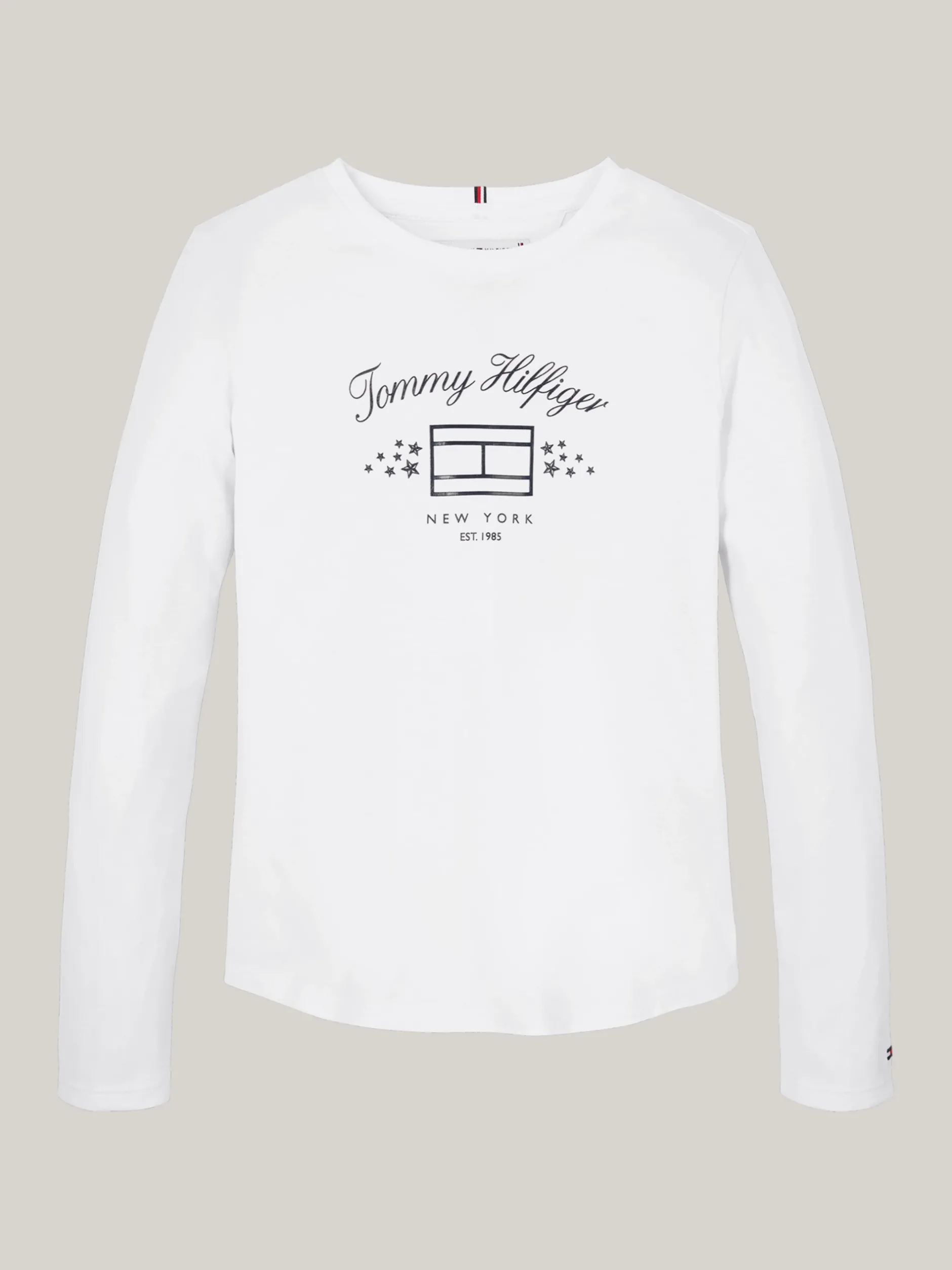 Topy I T-Shirty*Tommy Hilfiger Longsleeve Z Nadrukiem Flagi WHITE