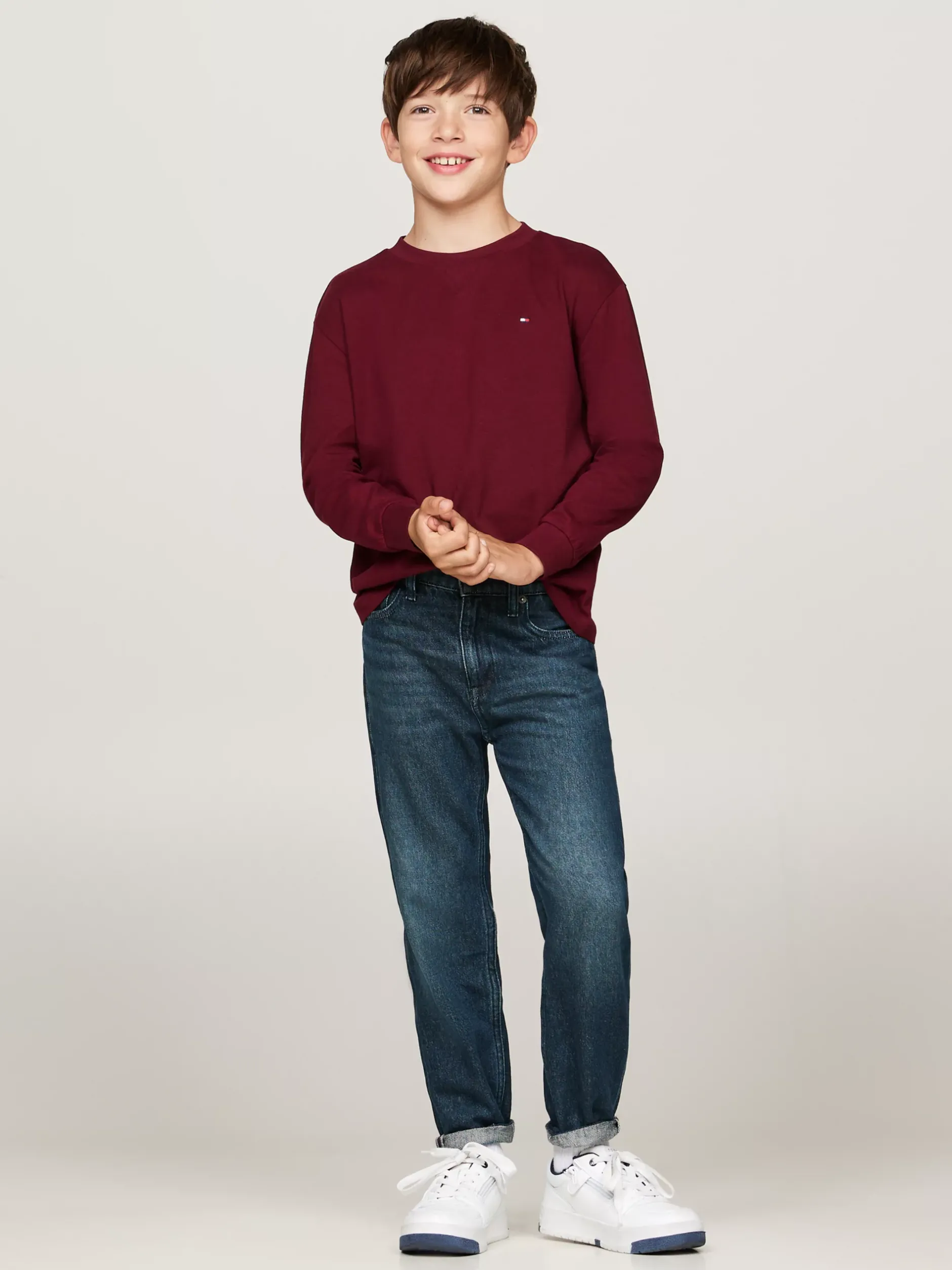 T-Shirty I Koszulki Polo*Tommy Hilfiger Longsleeve Z Okrągłym Dekoltem DEEP ROUGE