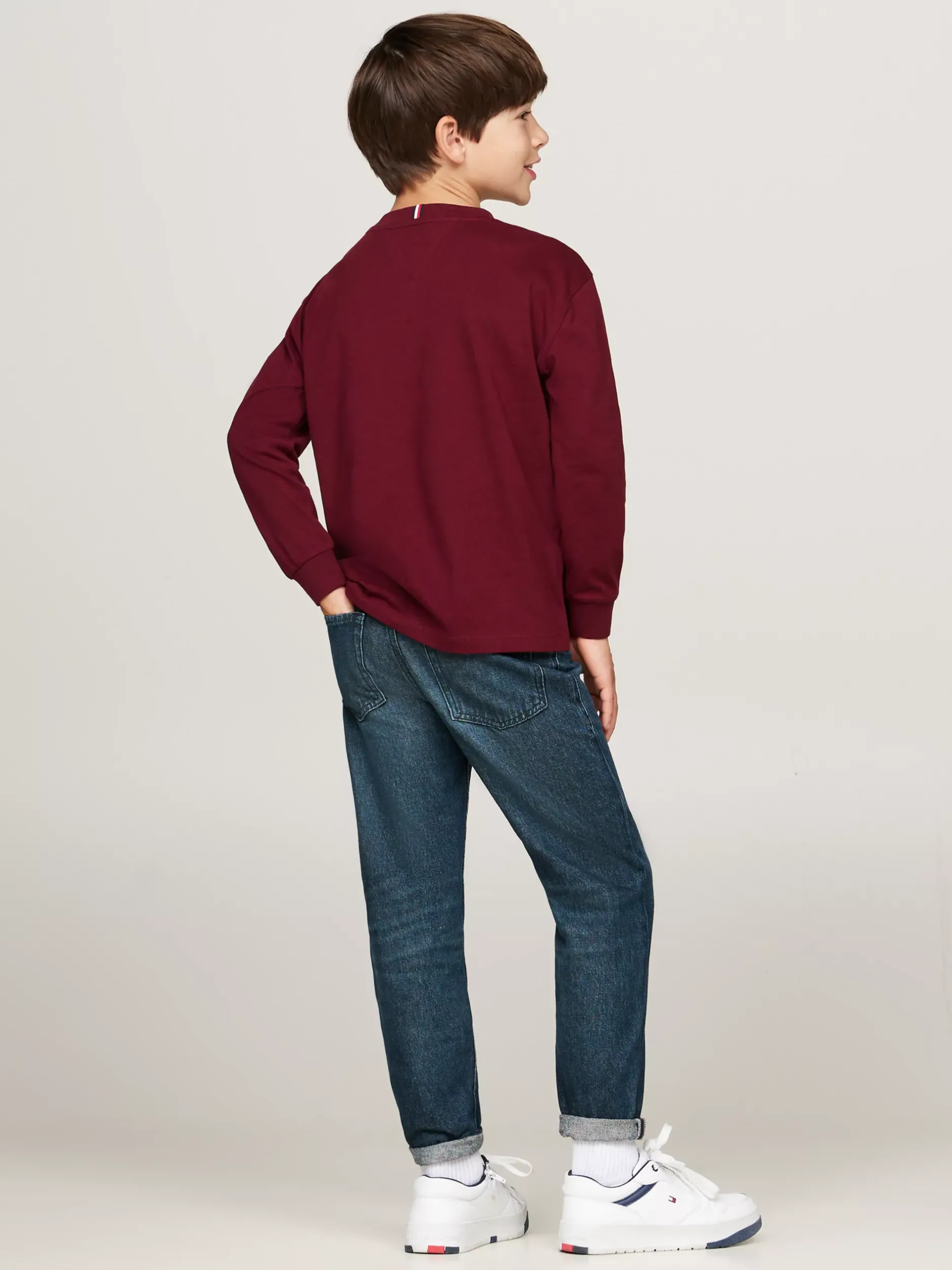 T-Shirty I Koszulki Polo*Tommy Hilfiger Longsleeve Z Okrągłym Dekoltem DEEP ROUGE