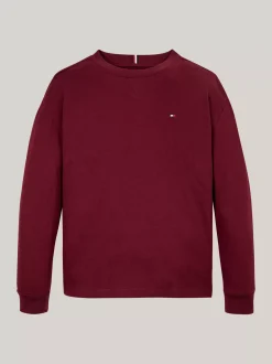 T-Shirty I Koszulki Polo*Tommy Hilfiger Longsleeve Z Okrągłym Dekoltem DEEP ROUGE