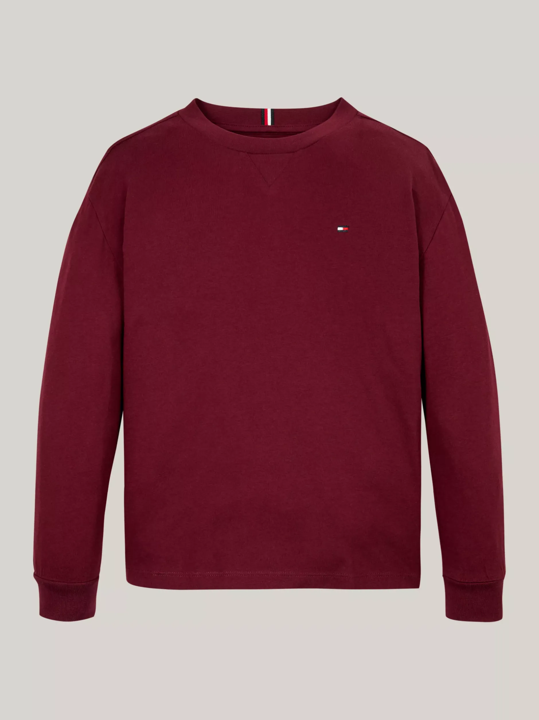 T-Shirty I Koszulki Polo*Tommy Hilfiger Longsleeve Z Okrągłym Dekoltem DEEP ROUGE