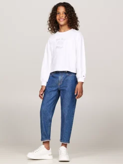 Topy I T-Shirty*Tommy Hilfiger Longsleeve Z Wyhaftowanym Logo WHITE