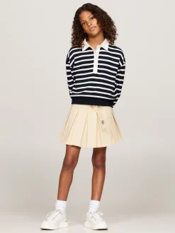Bluzy Dresowe I Z Kapturem*Tommy Hilfiger Luźna Bluza Polo W Bretońskie Paski DESERT SKY STRIPE