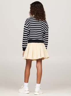 Bluzy Dresowe I Z Kapturem*Tommy Hilfiger Luźna Bluza Polo W Bretońskie Paski DESERT SKY STRIPE